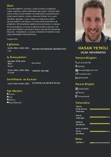 Havacılık Ve Uzay Uçak Mühendisi Cv Örnekleri cv indir